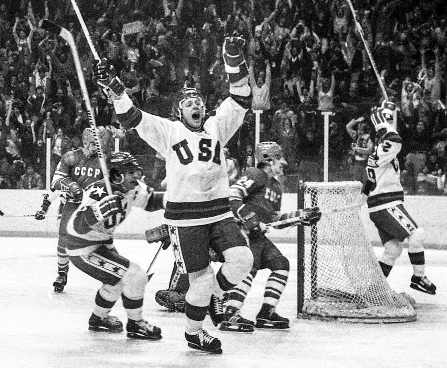 Miracle on Ice 1980 USA Hockey Team Lake Placid Celebration Photo